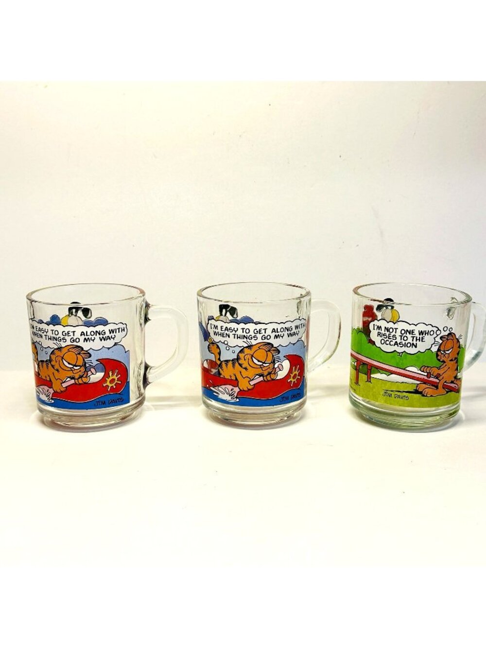 McDonalds Garfield & Odie Glass Mugs Set of 3 Vintage